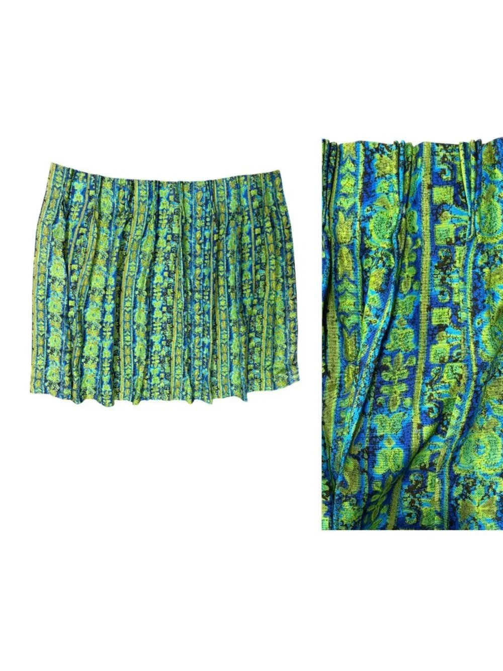 VTG MCM Psychedelic Paisley Block Print Curtain Panel Pinch Pleats Blackout